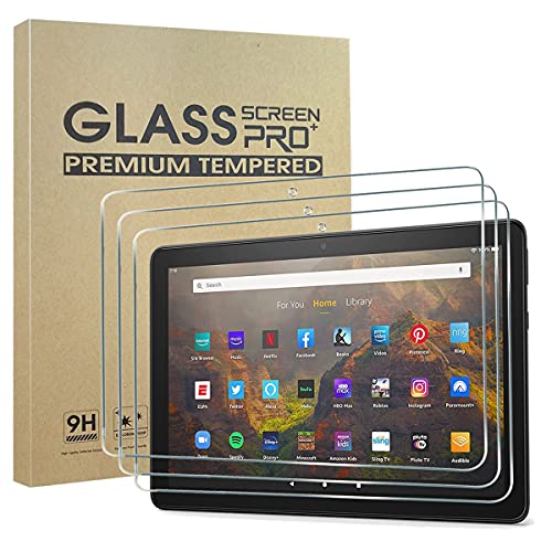 [3-Pack] All-New Kindle Fire HD 10 2021/Fire HD 10 Kids/Fire HD 10 Kids Pro/Fire HD 10 Plus (2021 Release) Screen Protector, HD Anti-Scratch Anti-Fingerprint 9H Hardness Bubble-Free Tempered Glass