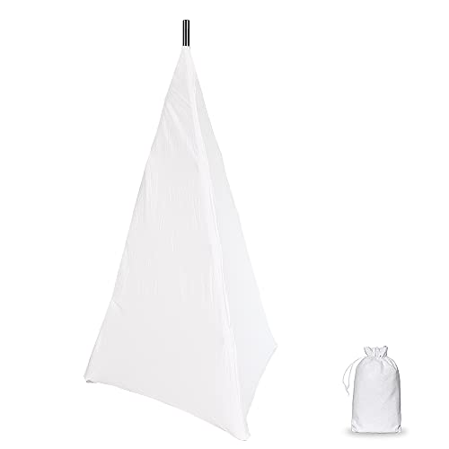 UCARE Floor Speaker Stand Covers Metal Heavy Duty Support Stand Cover for Weddings Banquets Events 3 Sided Triangular DJ Speaker Stand Tripod Cover Scrim (ONE Pack-White)