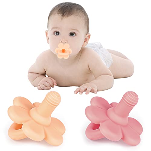 Tinabless Soother Pacifier Set of 2, BPA Free Silicone Newborn Pacifiers Teether Toys for 3-6 Month Baby Boy and Girl, Unique Baby Halloween/Christmas / Shower Gift