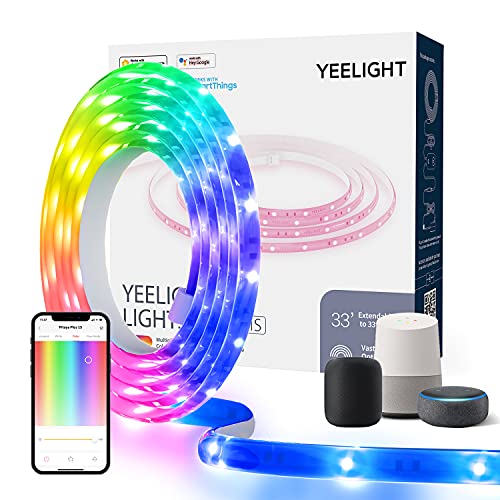 YEELIGHT Smart Led Strip Lights,6.5 FT WiFi Led Light Strips with App & Voice Control,Game Sync/Music Sync,RGB Led Lights for TV,Bedroom,Kitchen,Room Decor,Work with Alexa,Google,Homekit