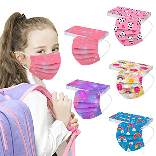 50 Pcs Kids Disposable Face_Masks,Printed Facemasks for Children Back to School
