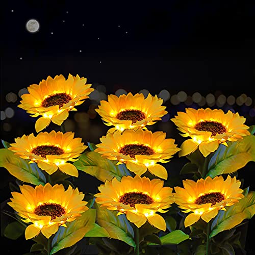 Sunflower Solar Lights, Blueguan 8 Pack Solar Sunflowers Outdoor Garden Lights Waterproof IP65, Durable Rechargeable Solar Sunflower Lights Decorative for Lawn Yard, Christmas Patio Pathway Décor | The Storepaperoomates Retail Market - Fast Affordable Shopping