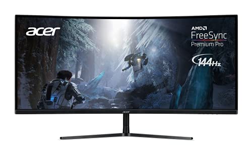 Acer EI342CKR Pbmiippx 34″ 1500R 21:9 Curved QHD (3440 x 1440) Zero-Frame Gaming Monitor | AMD FreeSync Premium Pro | Up to 144Hz | 1ms VRB | HDR 400 | 93% DCI-P3 (2 x Display Ports & 2 x HDMI Ports)