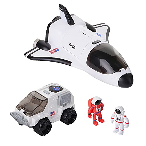 Dazmers Space Shuttle Toy with 2 Astronaut Figures, Mechanical Arm and Rover – Rocket Ship Lights Up with Blast Off Sound Effects – Fun Space Toys for Kids