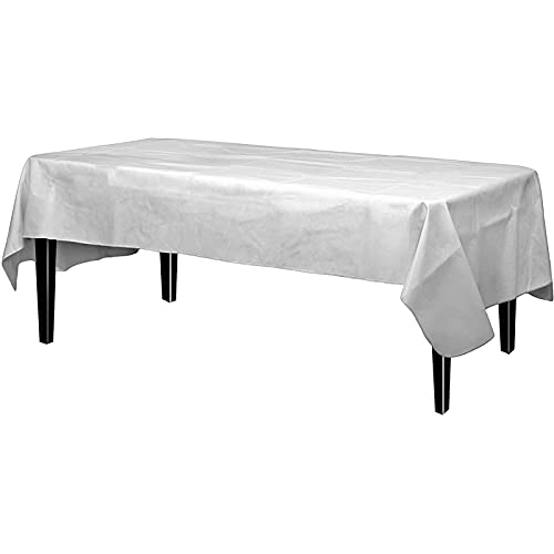 Exquisite 3 Pack Flannel Backed Vinyl Tablecloths for Rectangle Tables Or Tablecloths for Round Tables Solid White Color