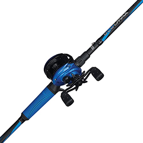 Abu Garcia Blue Max Low Profile Baitcast Reel and Fishing Rod Combo, 7′