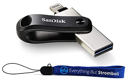 SanDisk iXpand Go 64GB Flash Drive for iPhone, iPad, Computers & Laptops – 3.0 USB 2-for-1 Drive with Type-A & Lightning Connectors (SDIX60N-064G-GN6NN) Bundle with 1 Everything But Stromboli Lanyard