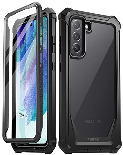 Poetic Guardian Series Case Designed for Samsung Galaxy S21 FE 5G, Built-in Screen Protector Work with Fingerprint ID, Full Body Hybrid Shockproof Bumper Cover Case, Black