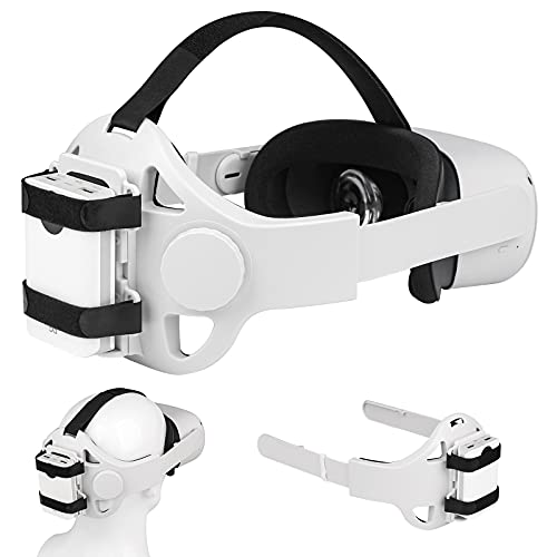 Head Strap for Oculus Quest 2, Replacement with Battery Holder Bracket, Reduce Head Pressure, Compatibly Multiple Sizes Battery