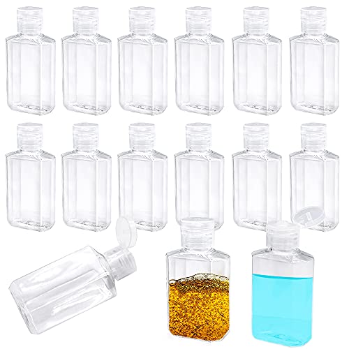40 Pack 2 Oz Plastic Refillable Bottles with Flip Cap,Clear Empty Hand Sanitizer Bottles,Portable Reusable Containers with Lids for Shampoo,Body Soap,Toner and Lotion
