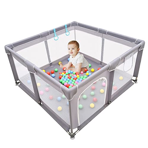 Baby Playpen, Baby Playpen for Toddler, Baby Playard, Playpen for Babies with Gate, Indoor & Outdoor Playard for Kids Activity Center，Sturdy Safety Play Yard with Soft Breathable Mesh
