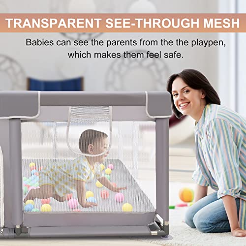 Baby Playpen, Baby Playpen for Toddler, Baby Playard, Playpen for Babies with Gate, Indoor & Outdoor Playard for Kids Activity Center，Sturdy Safety Play Yard with Soft Breathable Mesh | The Storepaperoomates Retail Market - Fast Affordable Shopping