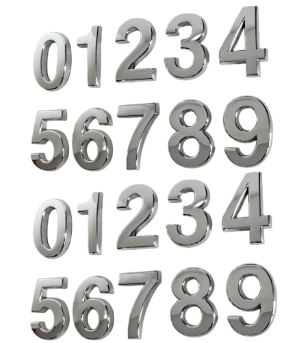 FANXUS 2 Inch Mailbox Numbers, Self Stick Door Address Number Stickers for Home Room, Office, Business Store Sign, Chrome-Plated. (2 INCH-20 PCS, Silver)