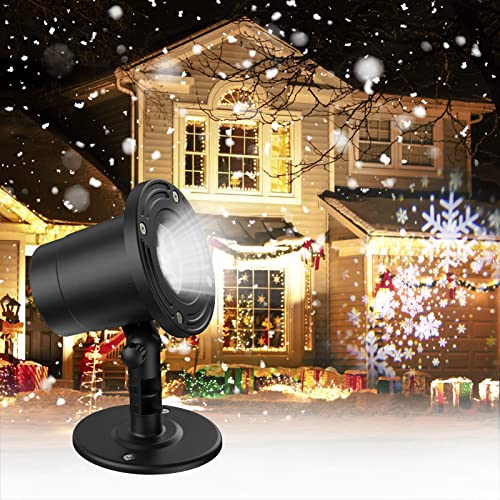 Christmas Projector Lights Outdoor, Koicaxy Highlight Led Storm Snowflake Lights Projector, Outdoor Snow Projector Waterproof Christmas Decorations Lighting for Xmas Home Party Wedding Garden Patio