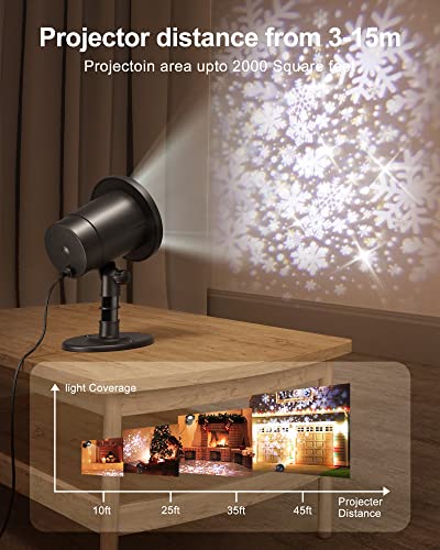 Christmas Projector Lights Outdoor, Koicaxy Highlight Led Storm Snowflake Lights Projector, Outdoor Snow Projector Waterproof Christmas Decorations Lighting for Xmas Home Party Wedding Garden Patio | The Storepaperoomates Retail Market - Fast Affordable Shopping