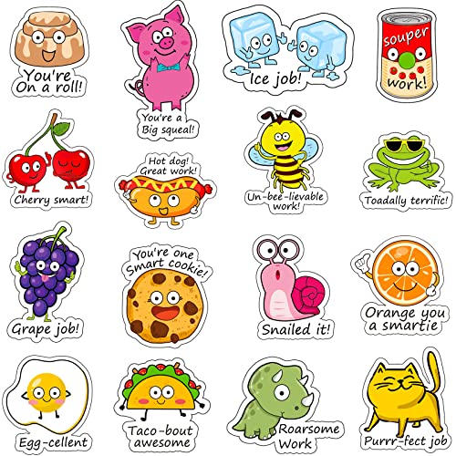 400 Pieces Punny Rewards Stickers Punny Labels Motivational Stickers Inspiration Positive Accents Words Stickers Cartoon Animal Stickers Cute Incentive Stickers for Kids Teacher School Classroom