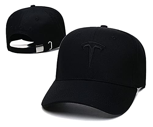 CarsDamai Car s Logo Embroidered Adjustable Baseball Caps for Men and Women Hat Travel Cap Racing Motor Hat fit Car Accessory (fit Tesla Black Hat Black Logo),One Size