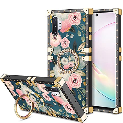 HoneyAKE Case for Samsung Galaxy Note 10+ Plus Case with Kickstand Women Girls Soft TPU Shockproof Protective Heavy Duty Cushion Reinforced Corner Cases Compatible with Galaxy Note 10+ Plus Flower