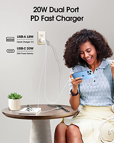 USB C Charger, Charger for iPhone, Fast Charger Block, Udaton 20W Dual Port New USB C Wall Charger for Apple Watch Series 8, Type C Charging Brick Compatible for Apple ipad iPhone 13 14 Pro Max, White | The Storepaperoomates Retail Market - Fast Affordable Shopping