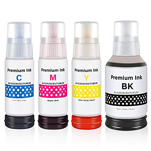 Omera Compatible Refill Bottle Ink Replacement for Canon GI-21 GI21 Dye Ink Work for Canon G3260 G2260 G1220 All-in-One Wired Supertank (MegaTank) Printers (Black 135ml, CMY 70ml, 4-Pack)