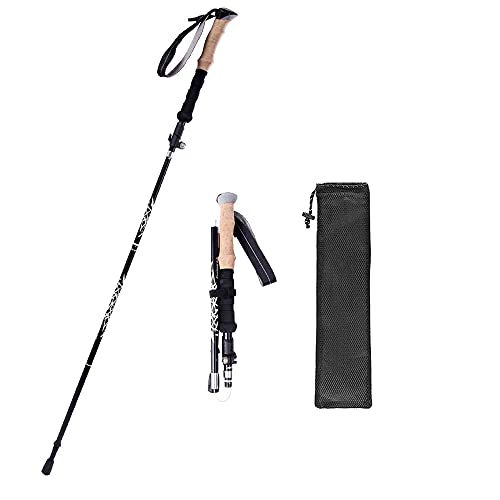 WEISIYU Trekking Hiking Poles – Collapsible and Telescopic Walking Sticks with Natural Cork Handle and Extended EVA Grips for Backpacking Camping