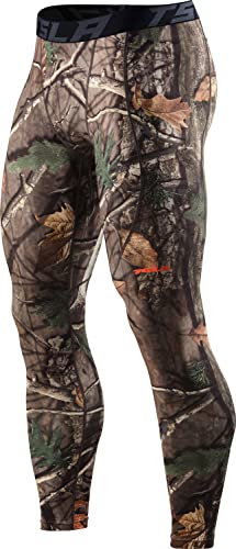 TSLA Men’s Thermal Compression Pants, Athletic Sports Leggings & Running Tights, Wintergear Base Layer Bottoms, Heatlock Athletic Print Hunting Camo, X-Small
