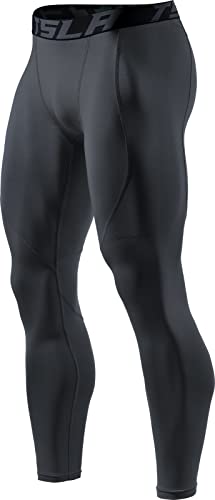 TSLA Men’s Thermal Compression Pants, Athletic Sports Leggings & Running Tights, Wintergear Base Layer Bottoms, Heatlock Dim Charcoal, XX-Large