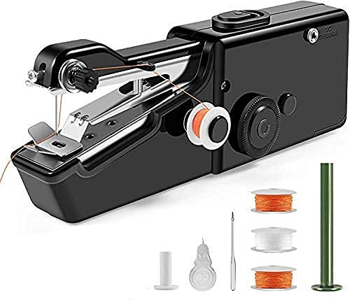 SiddenGold Handheld Sewing Machine, Mini Portable Electric Sewing Machine for Beginners, Home DIY and Travel, Quick Handy Repairing Stitch Tool for Fabric, Clothing, Kids Cloth, Black M