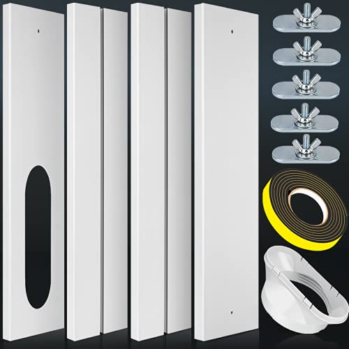 Universal Portable Air Conditioner Window Seal Kit with 5.1” Coupler, Reinforced PVC Plate Lengh Adustable AC Window Vent Kit for Sliding Window, Fit for All AC with Exhaust Hose of 5.1 Inch Diameter
