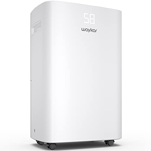 Waykar 4500 Sq. Ft Dehumidifier for Home with Drain Hose for Bedrooms, Basements, Bathrooms, Laundry Rooms – with Intelligent Control Panel and Front Display, 24 Hr Timer and 0.66 Gallons Water Tank