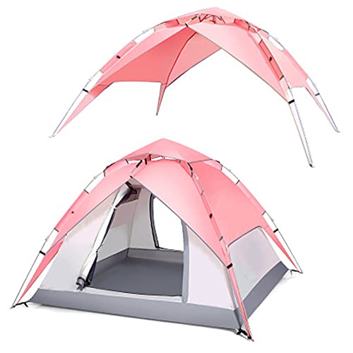 TOSZWJDY001 Camping Tent,Tent for 3-4 Man, Portable Automatic Waterproof Sun Shade Tent Anti UV Up for Hiking Camping Outdoor 4 Season Sun Shelter,Pink