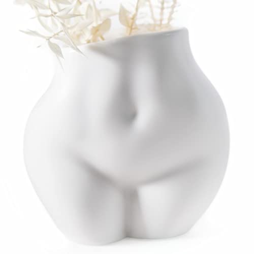The Peachy Planter Body Vase – White Ceramic Vases for Home Decor, Female Body Vase for Boho Home Decor, Body Vase Female Form for Minimalist Decor, White Ceramic Vase with Drainage Holes