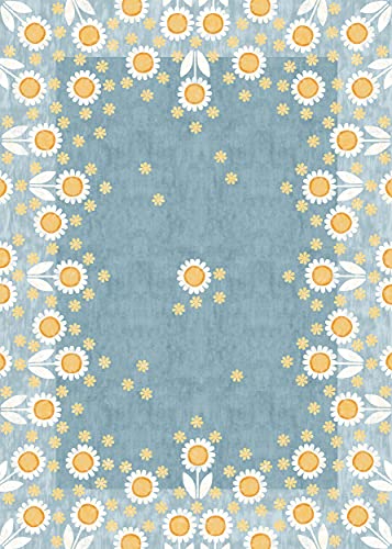 Studio M Floor Flair Mod Sunflowers Bright Floral – 5 x 7 Ft Decorative Vinyl Rug – Non-Slip, Waterproof Floor Mat – Easy to Clean, Ultra Low Profile – Printed in The USA