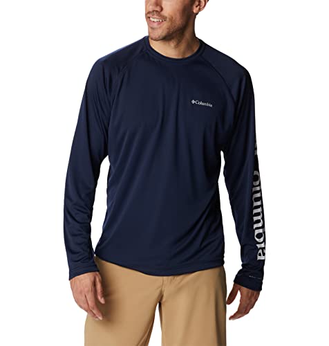 Columbia Men’s Fork Stream Long Sleeve Shirt, Collegiate Navy/White Logo, Medium