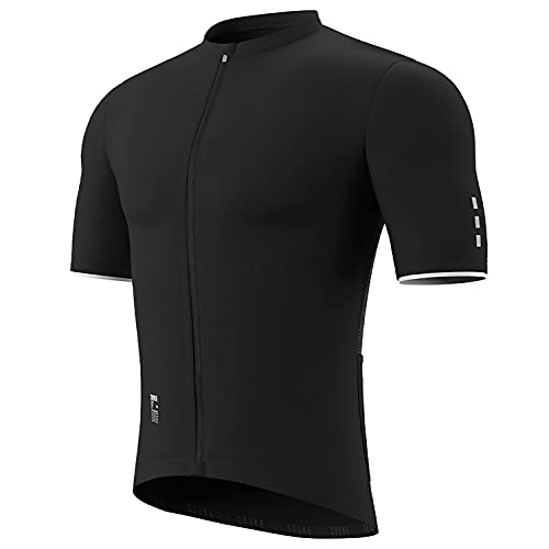 Souke Sports Men’s Cycling Bike Jersey Biking Shirts Short Sleeve Bicycle Clothing with 3 Rear Pockets Black