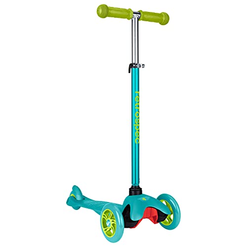 Retrospec Chipmunk Kick 3 Wheel Scooter for Kids, Toddlers, Girls & Boys – Padded Handlebars, PU Wheels, & Extra Wide Non-Slip Deck – Children 5 Years & Up – Turquoise