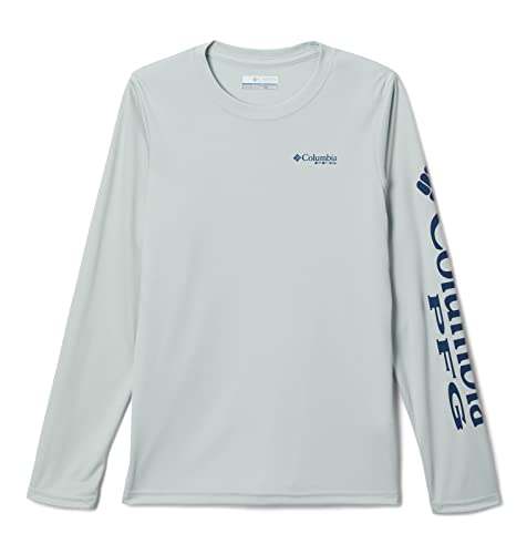 Columbia Youth Boys Terminal Tackle Long Sleeve Tee, Cool Green/Carbon Logo, Large