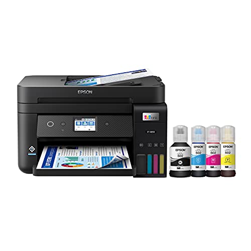 Epson EcoTank ET-4850 Wireless All-in-One Cartridge-Free Supertank Printer with Scanner, Copier, Fax, ADF and Ethernet – The Perfect Printer Office – Black