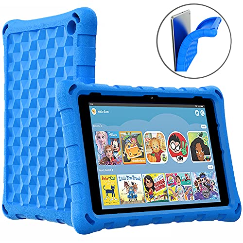 All-New Amazon Kindle Fire HD 10 Tablet Case & Fire HD 10 Plus Case(11th Generation, 2021 Release), DJ&RPPQ [Adult & Kids Friendly] Light Weight Shock Proof Back Cover for Fire HD 10.1″ Tablets, Blue