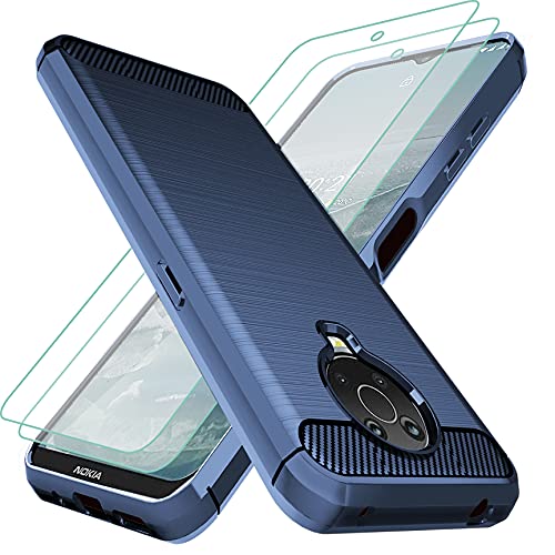 Osophter for Nokia G20 Case,Nokia G10 Case with 2pcs Screen Protector Shock-Absorption Flexible TPU Rubber Protective Cell Phone Cover for Nokia G10(Navy Blue)