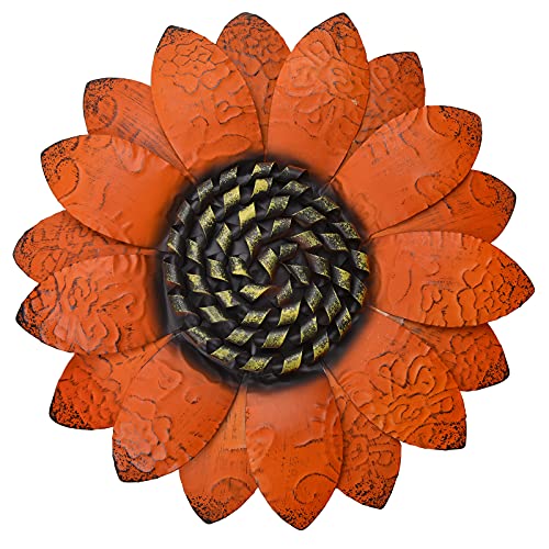 EASICUTI Orange Sunflower Metal Flowers Wall Decor Metal Wall Art Decorations Hanging For Indoor Outdoor Home Bathroom Kitchen Room Bedroom Living Room Garden Patio Porch 13 Inch | The Storepaperoomates Retail Market - Fast Affordable Shopping