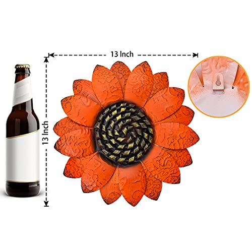 EASICUTI Orange Sunflower Metal Flowers Wall Decor Metal Wall Art Decorations Hanging For Indoor Outdoor Home Bathroom Kitchen Room Bedroom Living Room Garden Patio Porch 13 Inch | The Storepaperoomates Retail Market - Fast Affordable Shopping