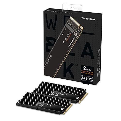 Western Digital WD Black SN750 NVMe PCIE M.2 2280 GEN3 4TB (2TB x 2) PCI-Express Internal Gaming SSD with Heatsink 3D NAND, 3,400 MB/s – WDS200T3XHC
