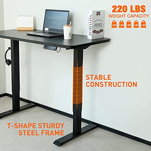 WOKA Dual Motor Standing Desk, 48 x 24 Inches Adjustable Height Desk, Whole-Piece Tabletop Electric Stand Up Desk with Memory Controller for Home Office, Black | The Storepaperoomates Retail Market - Fast Affordable Shopping