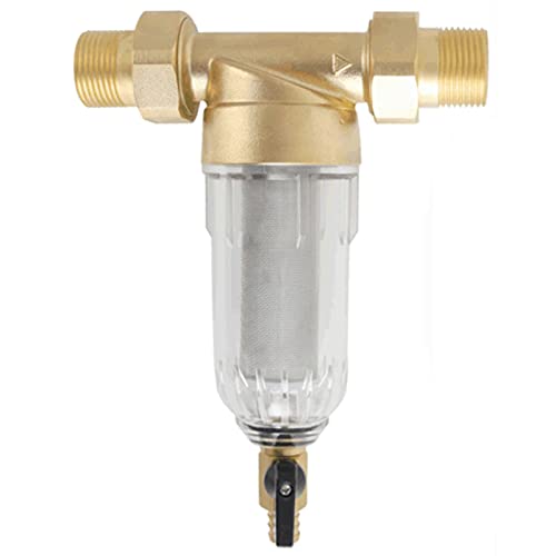 CJGS Water Pre-Filter Sediment Filter 40 Micron,Central Prefilter Whole House Water Filter Purifier System 3T/h Siphon Backwash -Reusable Spin Down Sediment Water Filter