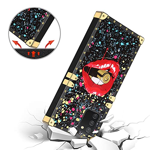 JAKPAK for Samsung Galaxy A02s Case with Kickstand for Girls Women Soft TPU Luxury Case with Strap Shockproof Protective Heavy Duty Metal Cushion Reinforced Corners Case for Galaxy A02s Lip Black | The Storepaperoomates Retail Market - Fast Affordable Shopping