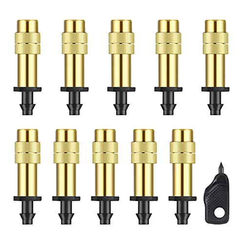 MSDADA Copper Adjustable Spray Nozzle, Irrigation System Drippers Sprinklers Emitter Drip System on 1/4″ Barb, for Lawn, Flower beds,Vegetable Gardens,Agricultural Planting etc(10 Pcs) | The Storepaperoomates Retail Market - Fast Affordable Shopping