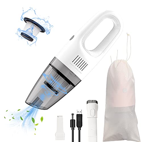 FLYLI Handheld Vacuum, Portable Cordless Vacuum Cleaner with Li-ion Battery Fast Charging Technology, Used for Home and car Quick Cleaning(8000PA) White