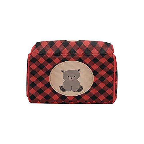 Buffalo Plaid Bear Diaper Bag Backpack with Name for Men Women Custom Nursing Baby Bags Shoulders Travel Bag Daypack | The Storepaperoomates Retail Market - Fast Affordable Shopping