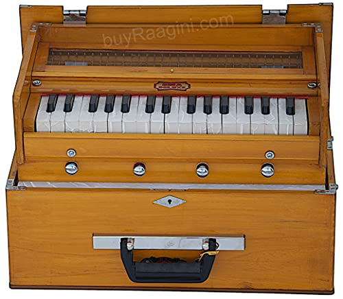 BINA 23B Deluxe, Harmonium, 2 1/2 Octaves, 32 Keys, Small, Portable, Compact, Special Reeds, Safri, Natural Color, Bag, Kirtan, Musical Instrument Indian (PDI- DAA)